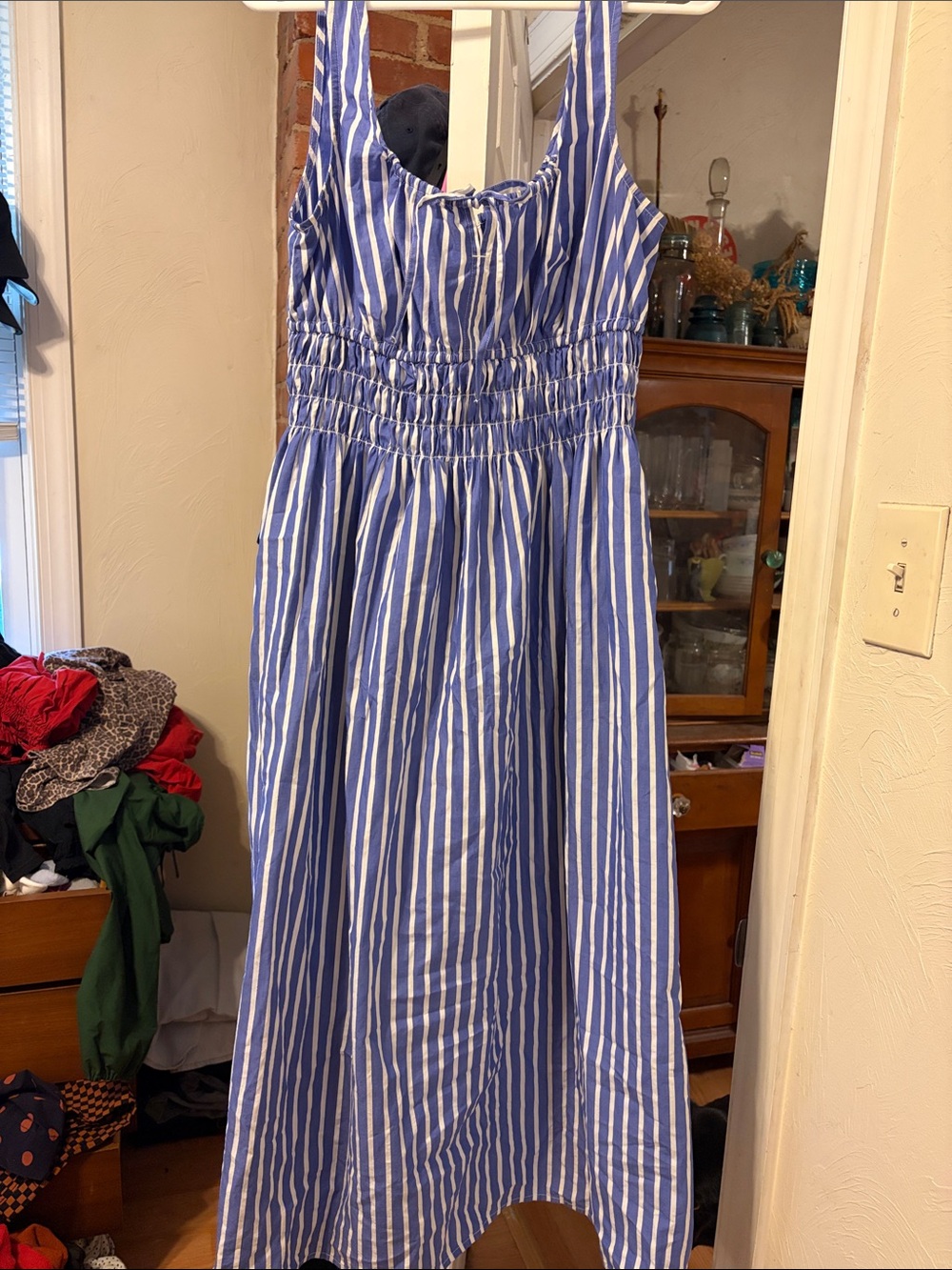 GAP Poplin Blue and White Striped Sundress